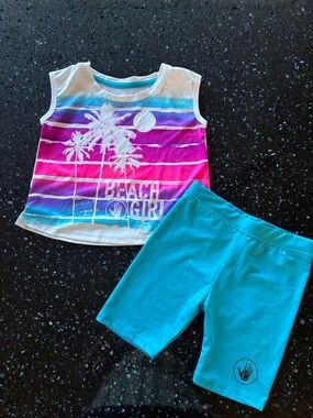 Body Glove Beach Girl Tank & Teal Shorts Set- 4T